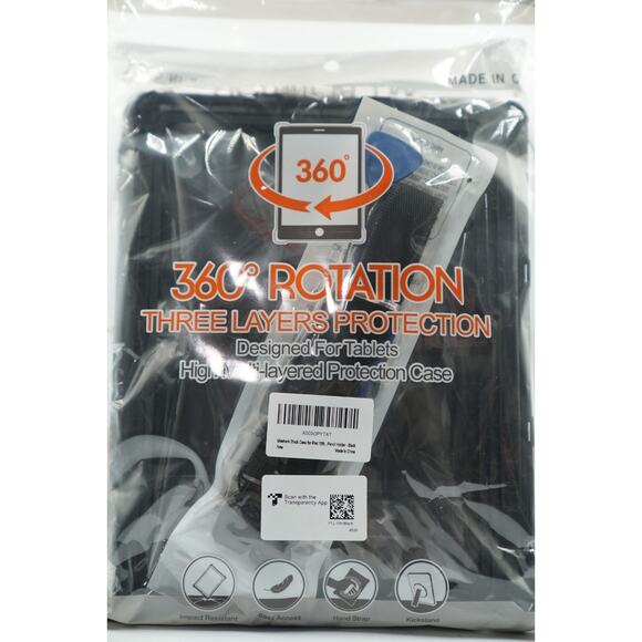 360° Rotation Rugged Tablet Case Black Kickstand Strap for iPad 10th Gen - Picture 4 of 7